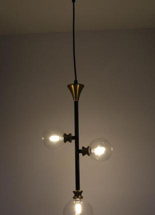 Люстра подвесная loft на 3 лампочки 25719 черный 55-130х10х23 см.