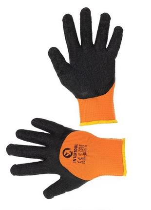 Перчатки intertool - латексная морщинистая утепленная 10" 6 шт.