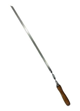 Шампур для шашлику з дерев'яною ручкою плоский dv — 720 x 12 мм