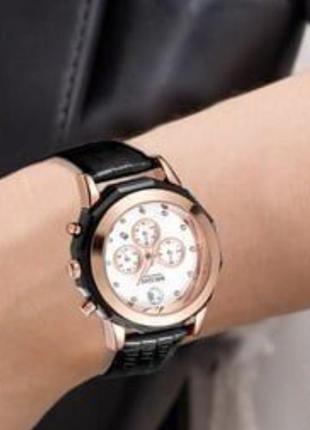 Жіночі наручні годинники круглі кварцові гарантія 12 місяців megir 2042 guaro black