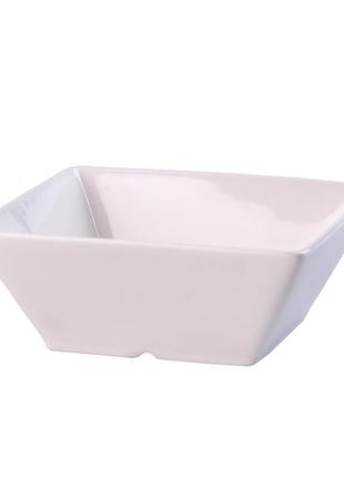 Тарелка глубокая квадратная из фарфора 17х17х7 см супница белые тарелки `gr`