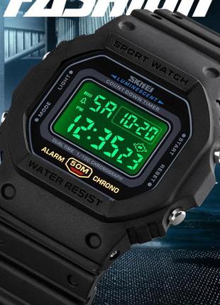 Мужские часы спортивные водостойкие тактические skmei dron black3 фото