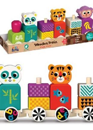 Деревянная игрушка kids hits, поезд и зверьки