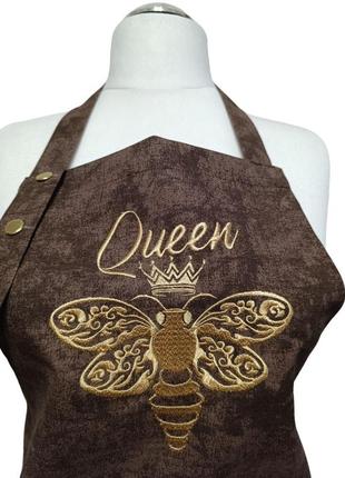 Фартук женский для готовки с вышивкой queen пчела onesize коричневый 00136