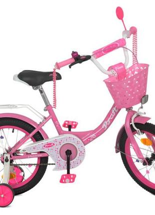 Велосипед дитячий prof1 18 y1811-1k princess, skd75, рожевий, ліхтар, дзвінок, дзерк., кошик, додатк