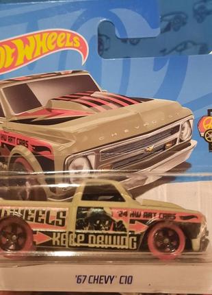 Hot wheels 2024 art cars '67 chevy c10 2/10 83/250 htb72 чеві пікап ретро машинки колекційні хот вілс