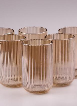 Ребристі склянки набір високих склянок 6 шт 400 мл tea color `gr`