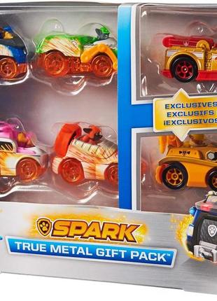 Paw patrol true metal spark gift pack of 6 щенячий патруль спарк набір 6 колекційних литих машинок метал 1:55