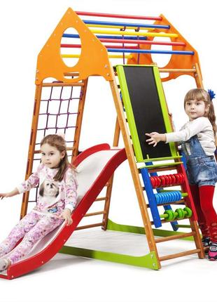 Дитячий спортивний дерев'яний куточок «kindwood plus 3»  тм sportbaby, розміри 1.5х0.85х1.32м