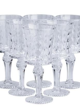 Стеклянный бокал на высокой ножке набор бокалов для шампанского 6 шт фужеры для шампанского `gr`