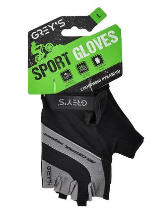 Велоперчатки grey's gr18353 с короткими пальцами и гелевыми вставками, черно-серые l