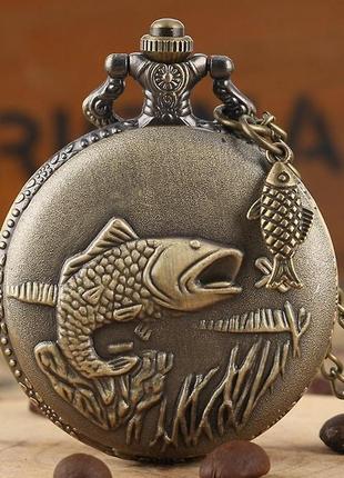 Карманные часы бронзовая рыба