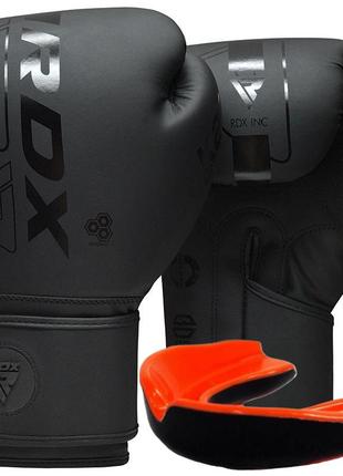 Боксерські рукавиці rdx f6 kara matte black 14 унцій (капа в комплекті)