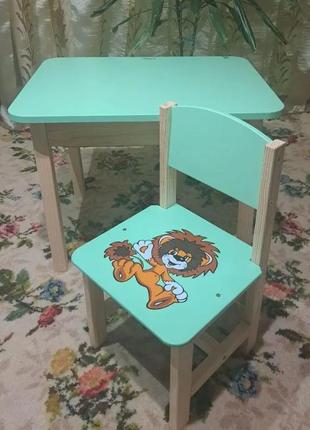 Дитячий  столик і стульчик з відкидною стільницею