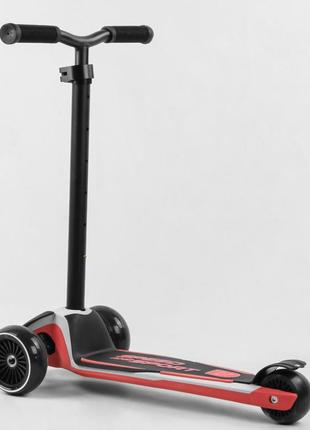 Дитячий самокат best scooter hw-00505 maxi. знімне алюмінієве кермо, 3 pu колеса зі світлом. червоний