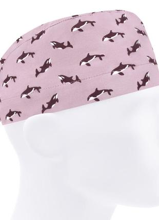 Медицинская шапочка шапка мужская тканевая хлопковая многоразовая принт касатка акула