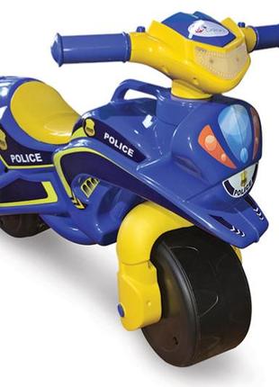 Мотобайк - толокарь "полиция", музыкальный, цвет желто-синий, от doloni.