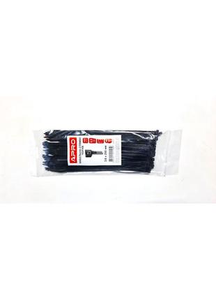 Хомут пластиковий apro 3,6x250мм чорний (100шт) ct-b36250