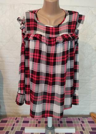 Блуза,блузка,рубашка в клеточку,распашонка,размер 16