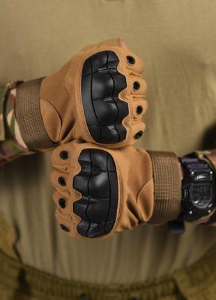 Перчатки беспалые outdoor tactics с защитой coyot вт6011