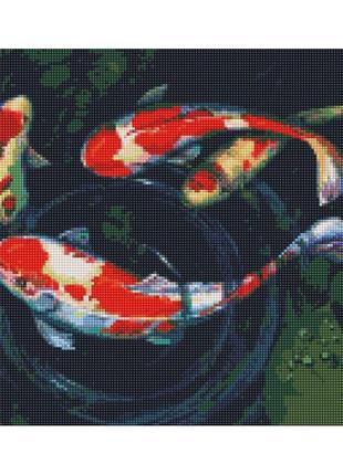 Алмазна мозаїка "грайливі рибки" ©nata_li_karlova ідейка amo7518 40х50 см