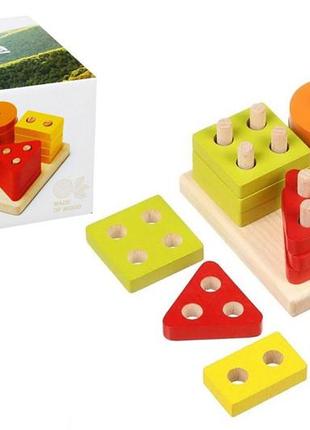 Деревянная игрушка сортёр с геометрическими фигурами  cubika