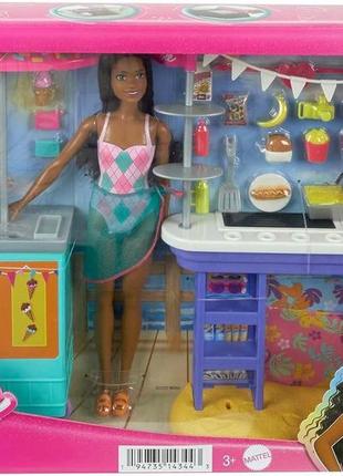 Barbie beach boardwalk hnk99 mattel барбі лялька набір пляжна набережна з кіоском їжі та морозива