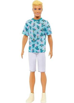 Barbie fashionistas ken fashion doll #211 w blonde hair hjt10 mattel барбі лялька кен у футболці з кактусами