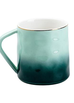 Чашка керамическая 400 мл для чая или кофе зеленая `gr`