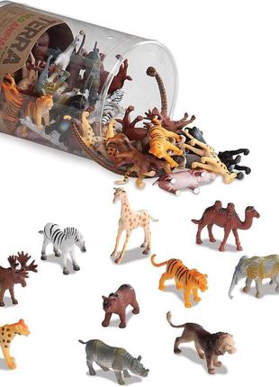 Terra by battat wild animals in tube miniature figures баттат набір фігурок дикі тварини в пластиковому боксі