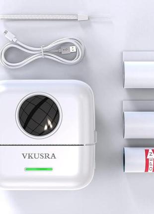 Маленький принтер vkusra, мини-карманный принтер со встроенной батареей емкостью 1200 мач