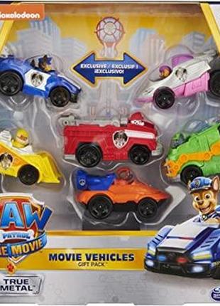 Paw patrol true metal movie gift pack of 6 щенячий патруль кіно набір 6 колекційних литих машинок метал 1:55