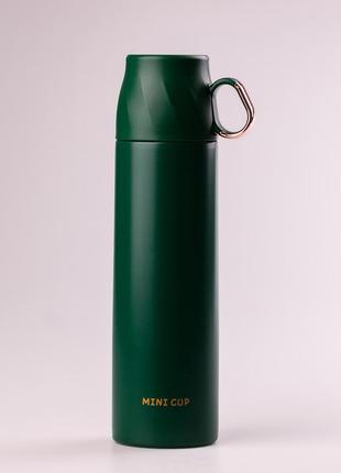 Термос с чашкой и клапаном mini cup 500 мл с металлической колбой зеленый `gr`