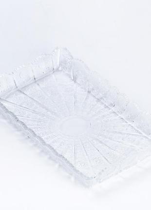 Тарелка прямоугольная 28.5 × 16.5 (см) из толстого стекла прозрачная `gr`