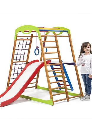 Дитячий спортивний дерев'яний куточок «babywood plus 2» тм sportbaby, розміри 1.3х0.85х1.32м