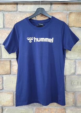 Женская темно-синяя футболка hummel, размеры s, m, l