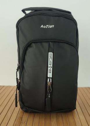 Міська сумка-слінг через плече "aotain" до 6 літрів розмір 30*18*10 см колір чорний