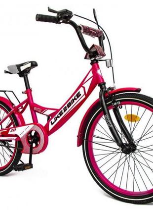 Велосипед дитячий 2-х колісний 20'' 212004 like2bike sky, рожевий, рама сталь, з дзвінком, ручні гал