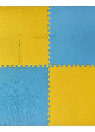 Килимок-пазл eva арт. k89405 (14шт) жовто-блакитний деталь 30*30*0,8см 16 деталей, килимок 114,4*114