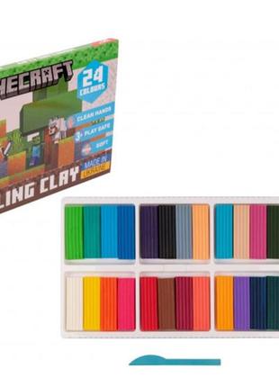 Пластилін різнокольоровий "minecraft", 24 кольорів, вага 480г, від "yes"