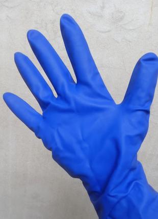 Перчатки резиновые латексные "care" (l) синие