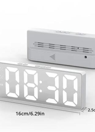 Светодиодные зеркальные электронные настольные часы цифровой будильник температура