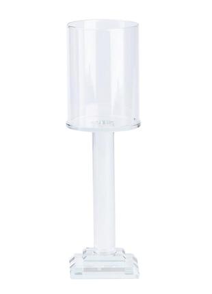 Свічник скляний декоративний прозорий на ніжці 23 см - свічник на одну велику свічку `gr`