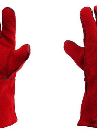 Перчатки рабочие mastertool - замшевые краги 35 см х 14" (красные)