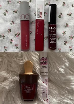 Набір помад червона помада водостійка nyx maybelline rom&nd y2k etude house помада корейський тінт