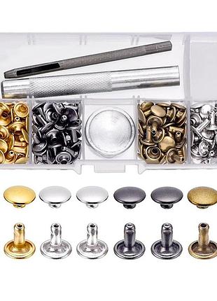 Набор для установки двухсторонних хольнитенов 100 шт 8*8 мм золото серебро бронза черный