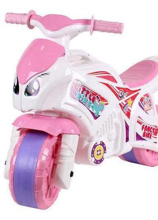 Мотоцикл - толокар, цвет бело-розовый, от 3 лет, технок тойс