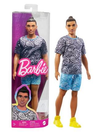 Лялька кен "модник" в футболці з візерунком пейслі barbie