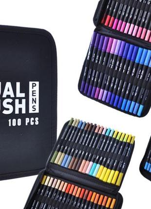 Набір акварельних-маркерів color pencil 100 кольорів, dw-100 чохол