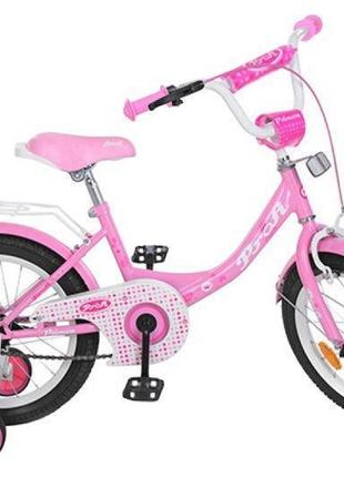 Велосипед дитячий prof1 16 y1611 princess, skd45, ліхтар, дзвінок, дзеркало, додаткові колеса, рожев